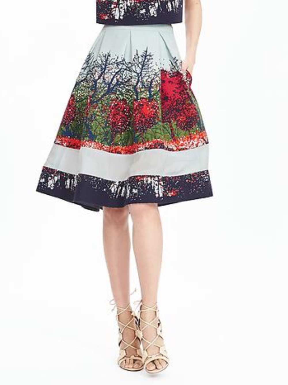 TIMO WEILAND & BR  Tree print cotton/silk skirt, Size 10 (15 1/4" waist) NWT